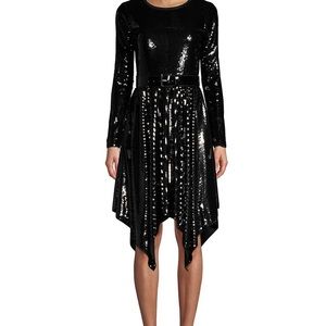 Michael Kors Midi Sequined Bleted black dress